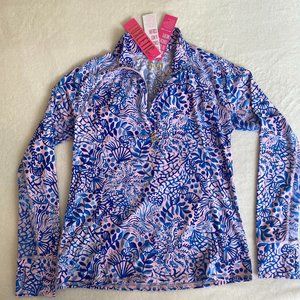 NWT Lilly Pulitzer Luxletic, Marion Mesh Panel Half-Zip Sunguard